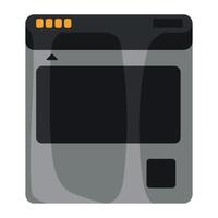 A black and gray computer with a yellow button vector