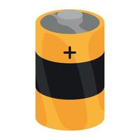 A battery with a black and orange cap on it vector