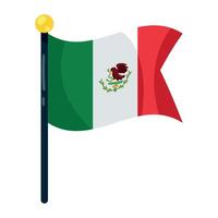 Mexico flag waving on a pole isolated on white background vector