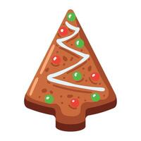 Christmas tree shaped cookie on white background vector
