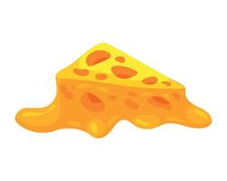 Cheese slice with melted cheese on white background vector