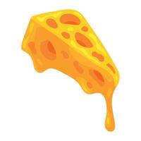 Cheese slice with melted cheese on white background vector