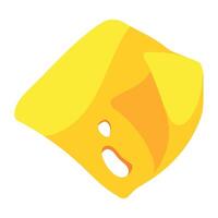 A yellow piece of cheese with a face on it vector