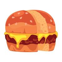 A hamburger with cheese and mustard on it vector