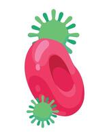 A red blood cell with a green virus on it vector