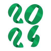 A set of green numbers with the year 2015 vector
