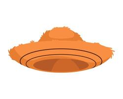 An orange hat with a straw brim on a white background vector