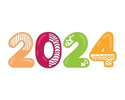 The number 2014 is made up of colorful shapes vector