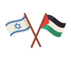 Israeli and palestinian flags isolated on white background vector