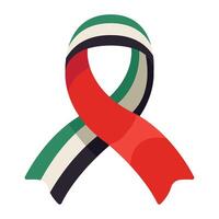 The uae flag is shown with a red, white and green ribbon vector