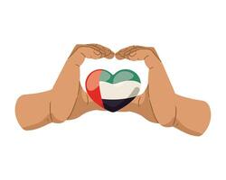 Two hands making a heart with the flag of uae vector