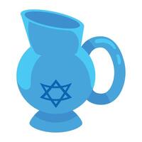 Jewish star of david jug icon in cartoon style isolated on white background illustration vector