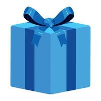 Blue gift box with bow on white background vector