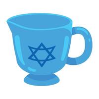 A blue jug with a star of david on it vector