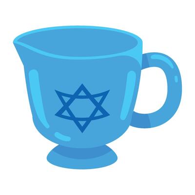 A blue jug with a star of david on it