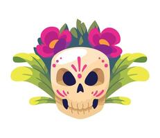 Day of the dead skull with flowers vector