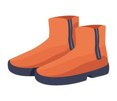 Orange boots with blue zippers on the side vector