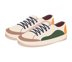 A pair of sneakers with laces on the side vector