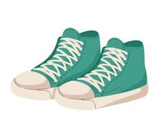 A pair of green sneakers with laces on the side vector