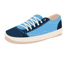 Blue sneakers with laces on a white background vector