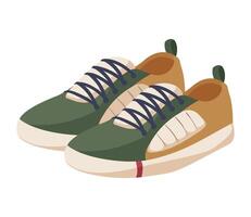 A pair of sneakers with laces on the side vector