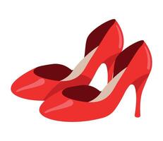 A pair of red high heeled shoes on a white background vector