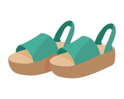 A pair of green sandals on a white background vector