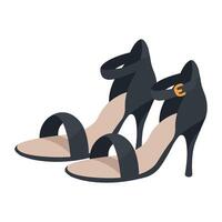 A pair of black high heeled shoes with a buckle vector
