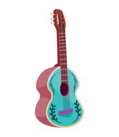 A blue guitar with a green neck and a red string vector