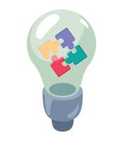 A light bulb with puzzle pieces inside vector