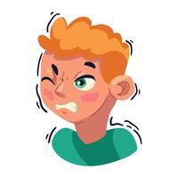 Angry boy cartoon character, angry face, angry face, angry face, angry face, angry vector