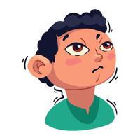 A cartoon boy with a sad expression vector