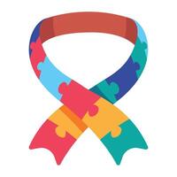 A colorful ribbon with pieces of puzzle pieces vector