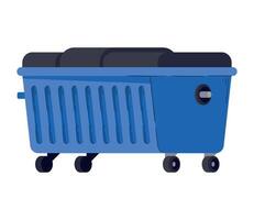 A blue trash can with wheels on a white background vector