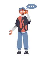 A man talking on the phone with a speech bubble vector
