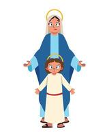 Jesus and mary with child on white background vector