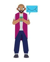 A man holding a phone and a mail envelope vector