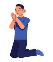 A man praying with his hands folded vector