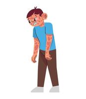 A boy with a rash on his face vector