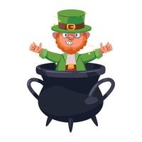 Leprechaun in pot with gold coins vector