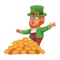 Leprechaun character with gold coins vector