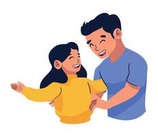 A man and a little girl are hugging each other vector