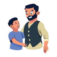 A cartoon man and boy are standing next to each other vector