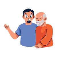 An old man and a young man are smiling vector