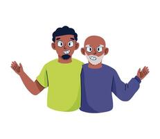 Two men with big eyes and a beard vector