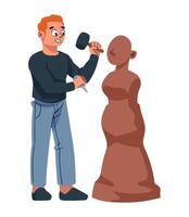 A man is painting a statue with a brush vector