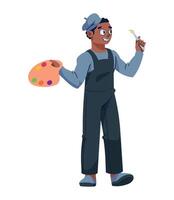 A man in overalls holding a palette and brush vector