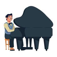A man is playing the piano on a white background vector