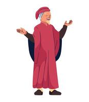 An old man in a red robe is holding something vector