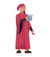 A man in a red robe holding a scroll vector